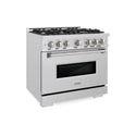 ZLINE 36 in. 5.2 cu. ft. Classic Dual Fuel Range with 6 Burner Gas Cooktop and Electric Convection Oven in Satin Stainless Steel, Open Box-Great Condition