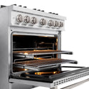 ZLINE 36 in. 5.2 cu. ft. Classic Dual Fuel Range with 6 Burner Gas Cooktop and Electric Convection Oven in Satin Stainless Steel, Open Box-Great Condition
