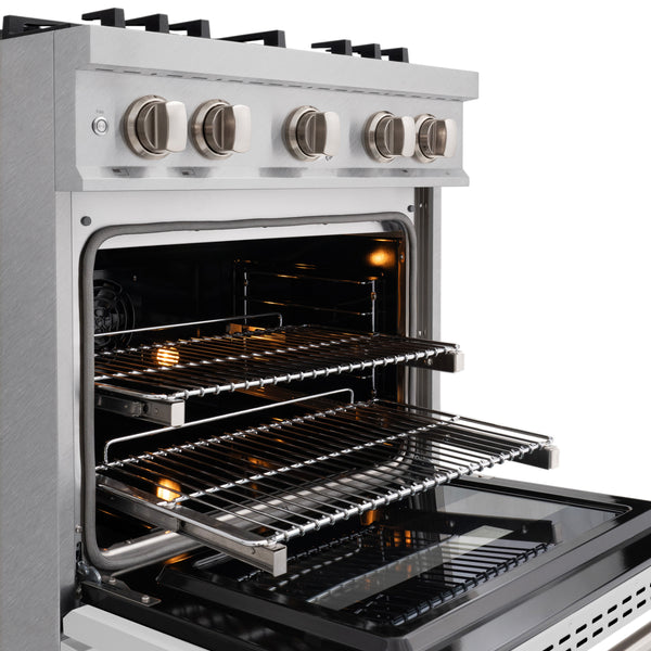 ZLINE 30 in. 4.2 cu. ft. Classic Dual Fuel Range with 4 Burner Gas Cooktop and Electric Convection Oven in Satin Stainless Steel with White Matte Door (CDRS-WM-30)