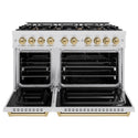 ZLINE Autograph Edition 48 in. 6.7 cu. ft. Classic Double Oven Dual Fuel Range with 8 Burner Gas Cooktop in Satin Stainless Steel and Champagne Bronze Accents, Open Box-Good Condition