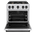 ZLINE Autograph Edition 30 in. 4.2 cu. ft. Classic Dual Fuel Range with 4 Burner Gas Cooktop and Electric Convection Oven in Satin Stainless Steel with Matte Black Accents, Open Box-Good Condition