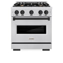 ZLINE Autograph Edition 30 in. 4.2 cu. ft. Classic Dual Fuel Range with 4 Burner Gas Cooktop and Electric Convection Oven in Satin Stainless Steel with Matte Black Accents, Open Box-Good Condition