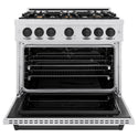 ZLINE Autograph Edition 36 in. 5.2 cu. ft. Classic Dual Fuel Range with 6 Burner Gas Cooktop and Electric Convection Oven in Satin Stainless Steel with Matte Black Accents, Open Box-Good Condition