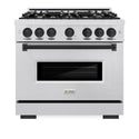 ZLINE Autograph Edition 36 in. 5.2 cu. ft. Classic Dual Fuel Range with 6 Burner Gas Cooktop and Electric Convection Oven in Satin Stainless Steel with Matte Black Accents, Open Box-Good Condition