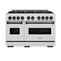 ZLINE Autograph Edition 48 in. 6.7 cu. ft. Classic Double Oven Dual Fuel Range with 8 Burner Gas Cooktop in Satin Stainless Steel and Matte Black Accents, Open Box-Great Condition