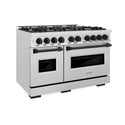 ZLINE Autograph Edition 48 in. 6.7 cu. ft. Classic Double Oven Dual Fuel Range with 8 Burner Gas Cooktop in Satin Stainless Steel and Matte Black Accents, Open Box-Great Condition