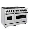 ZLINE Autograph Edition 48 in. 6.7 cu. ft. Classic Double Oven Dual Fuel Range with 8 Burner Gas Cooktop in Satin Stainless Steel and Matte Black Accents, Open Box-Great Condition