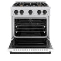 ZLINE Autograph Edition 30 in. 4.2 cu. ft. Classic Dual Fuel Range with 4 Burner Gas Cooktop and Electric Convection Oven in Satin Stainless Steel with White Matte Door and Matte Black Accents, Open Box-Great Condition