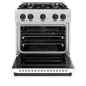 ZLINE Autograph Edition 30 in. 4.2 cu. ft. Classic Dual Fuel Range with 4 Burner Gas Cooktop and Electric Convection Oven in Satin Stainless Steel with White Matte Door and Matte Black Accents, Open Box-Good Condition