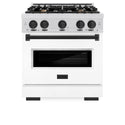 ZLINE Autograph Edition 30 in. 4.2 cu. ft. Classic Dual Fuel Range with 4 Burner Gas Cooktop and Electric Convection Oven in Satin Stainless Steel with White Matte Door and Matte Black Accents, Open Box-Great Condition