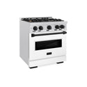 ZLINE Autograph Edition 30 in. 4.2 cu. ft. Classic Dual Fuel Range with 4 Burner Gas Cooktop and Electric Convection Oven in Satin Stainless Steel with White Matte Door and Matte Black Accents, Open Box-Good Condition
