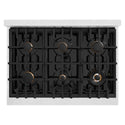 ZLINE Autograph Edition 36 in. 5.2 cu. ft. Classic Dual Fuel Range with 6 Burner Gas Cooktop and Electric Convection Oven in Satin Stainless Steel with White Matte Door and Matte Black Accents, Open Box-Good Condition