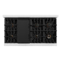 ZLINE Autograph Edition 48 in. 6.7 cu. ft. Classic Double Oven Dual Fuel Range with 8 Burner Gas Cooktop in Satin Stainless Steel with Black Matte Doors and Polished Gold Accents, Open Box-Great Condition