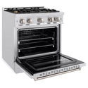 ZLINE 30 in. 4.2 cu. ft. Classic Dual Fuel Range with Gas Cooktop and Electric Convection Oven in Satin Stainless Steel with 4 Brass Burners (CDRS-BR-30)