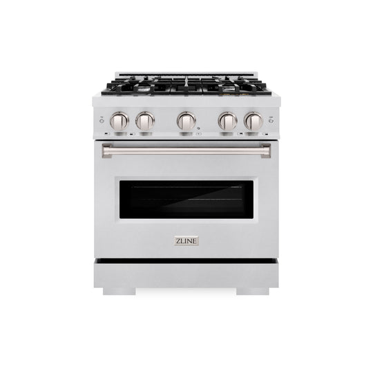 ZLINE 30 in. 4.2 cu. ft. Classic Dual Fuel Range with 4 Burner Gas Cooktop and Electric Convection Oven in Satin Stainless Steel (CDRS-30)