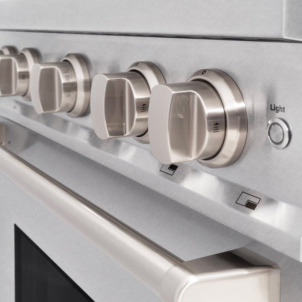 ZLINE 30 in. 4.2 cu. ft. Classic Dual Fuel Range with 4 Burner Gas Cooktop and Electric Convection Oven in Satin Stainless Steel, Open Box-Great Condition