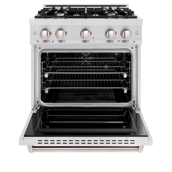 ZLINE 30 in. 4.2 cu. ft. Classic Gas Range with 4 Burner Cooktop and Convection Gas Oven in Satin Stainless Steel, Open Box-Great Condition