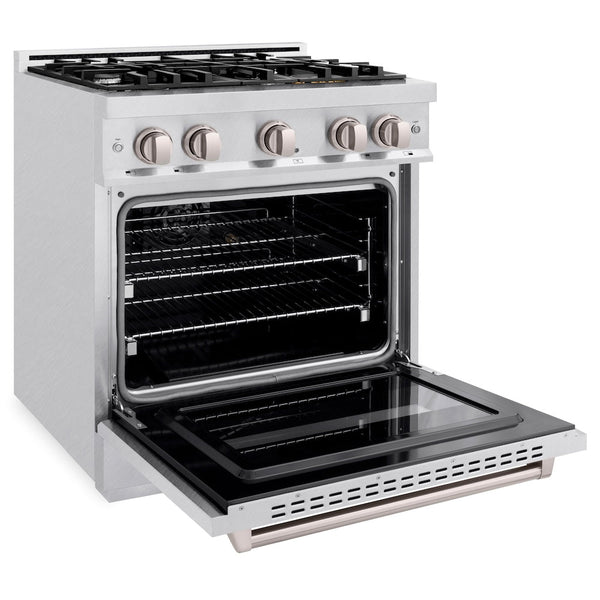 ZLINE 30 in. 4.2 cu. ft. Classic Gas Range with 4 Burner Cooktop and Convection Gas Oven in Satin Stainless Steel, Open Box-Good Condition