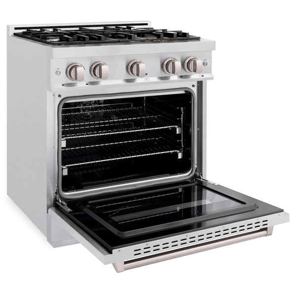 ZLINE 30 in. 4.2 cu. ft. Classic Gas Range with 4 Burner Cooktop and Convection Gas Oven in Satin Stainless Steel, Open Box-Great Condition