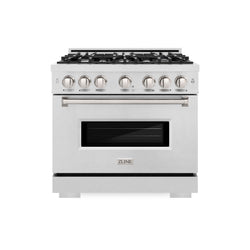 ZLINE 36 in. 5.2 cu. ft. Classic Gas Range with 6 Burner Cooktop and Convection Gas Oven in Satin Stainless Steel (CGRS-36)