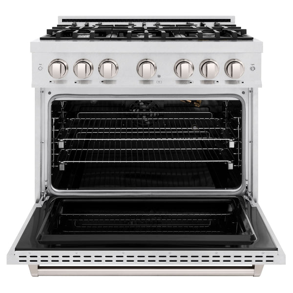 ZLINE 36 in. 5.2 cu. ft. Classic Gas Range with 6 Burner Cooktop and Convection Gas Oven in Satin Stainless Steel, Open Box-Great Condition
