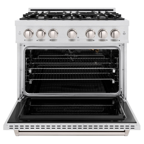 ZLINE 36 in. 5.2 cu. ft. Classic Gas Range with 6 Burner Cooktop and Convection Gas Oven in Satin Stainless Steel, Open Box-Good Condition