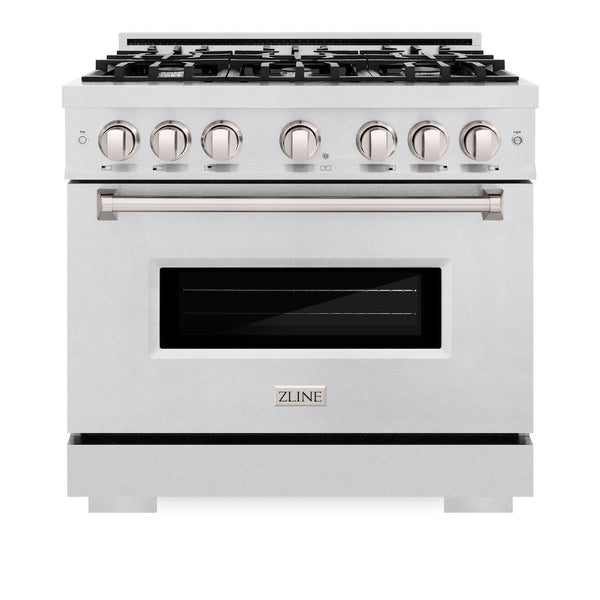 ZLINE 36 in. 5.2 cu. ft. Classic Gas Range with 6 Burner Cooktop and Convection Gas Oven in Satin Stainless Steel, Open Box-Good Condition