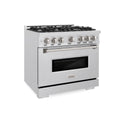 ZLINE 36 in. 5.2 cu. ft. Classic Gas Range with 6 Burner Cooktop and Convection Gas Oven in Satin Stainless Steel, Open Box-Good Condition