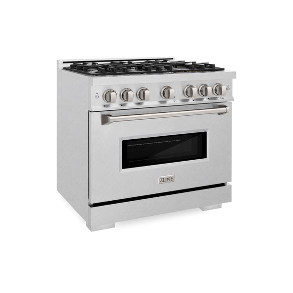 ZLINE 36 in. 5.2 cu. ft. Classic Gas Range with 6 Burner Cooktop and Convection Gas Oven in Satin Stainless Steel (CGRS-36)