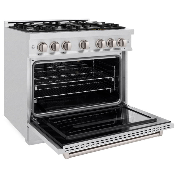 ZLINE 36 in. 5.2 cu. ft. Classic Gas Range with 6 Burner Cooktop and Convection Gas Oven in Satin Stainless Steel, Open Box-Good Condition