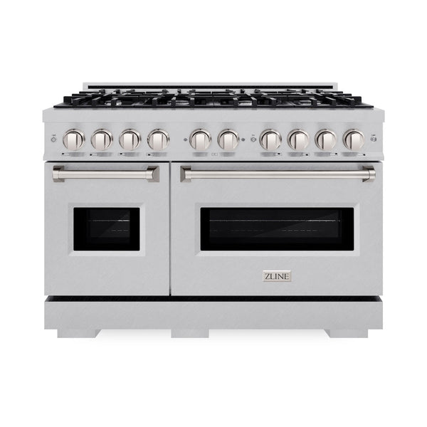 ZLINE 48 in. 6.7 cu. ft. Classic Double Oven Gas Range with 8 Burner Cooktop in Satin Stainless Steel, Open Box-Good Condition