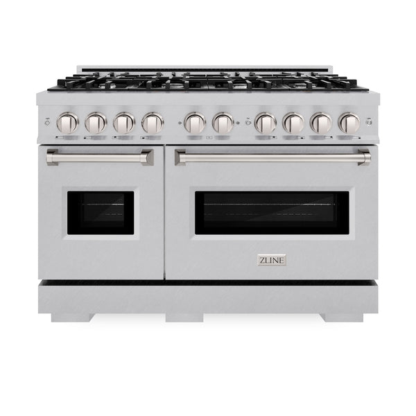 ZLINE 48 in. 6.7 cu. ft. Classic Double Oven Gas Range with 8 Burner Cooktop in Satin Stainless Steel, Open Box-Great Condition