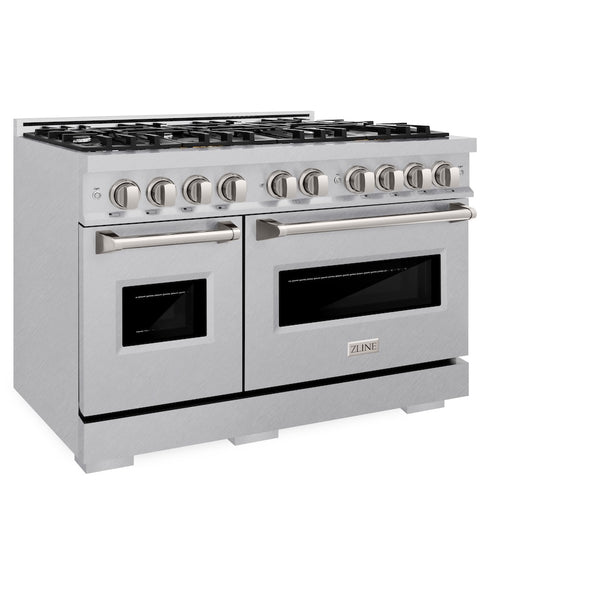 ZLINE 48 in. 6.7 cu. ft. Classic Double Oven Gas Range with 8 Burner Cooktop in Satin Stainless Steel, Open Box-Great Condition