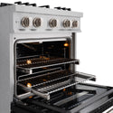 ZLINE 30 in. 4.2 cu. ft. Classic Gas Range with 4 Burner Cooktop and Convection Gas Oven in Satin Stainless Steel with Black Matte Door (CGRS-BLM-30)