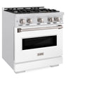 ZLINE 30 in. 4.2 cu. ft. Classic Gas Range with 4 Burner Cooktop and Convection Gas Oven in Satin Stainless Steel with White Matte Door (CGRS-WM-30)