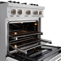 ZLINE 30 in. 4.2 cu. ft. Classic Gas Range with 4 Burner Cooktop and Convection Gas Oven in Satin Stainless Steel with White Matte Door (CGRS-WM-30)