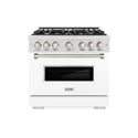 ZLINE 36 in. 5.2 cu. ft. Classic Gas Range with 6 Burner Cooktop and Convection Gas Oven in Satin Stainless Steel with White Matte Door (CGRS-WM-36)
