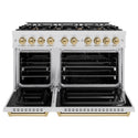 ZLINE Autograph Edition 48 in. 6.7 cu. ft. Classic Double Oven Gas Range with 8 Burner Cooktop in Satin Stainless Steel and Champagne Bronze Accents, Open Box-Great Condition