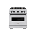 ZLINE Autograph Edition 30 in. 4.2 cu. ft. Classic Gas Range with 4 Burner Cooktop and Convection Gas Oven in Satin Stainless Steel and Matte Black Accents, Open Box-Great Condition