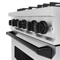 ZLINE Autograph Edition 30 in. 4.2 cu. ft. Classic Gas Range with 4 Burner Cooktop and Convection Gas Oven in Satin Stainless Steel and Matte Black Accents, Open Box-Good Condition