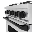 ZLINE Autograph Edition 30 in. 4.2 cu. ft. Classic Gas Range with 4 Burner Cooktop and Convection Gas Oven in Satin Stainless Steel and Matte Black Accents, Open Box-Great Condition