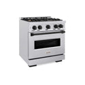ZLINE Autograph Edition 30 in. 4.2 cu. ft. Classic Gas Range with 4 Burner Cooktop and Convection Gas Oven in Satin Stainless Steel and Matte Black Accents, Open Box-Good Condition