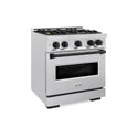 ZLINE Autograph Edition 30 in. 4.2 cu. ft. Classic Gas Range with 4 Burner Cooktop and Convection Gas Oven in Satin Stainless Steel and Matte Black Accents, Open Box-Great Condition