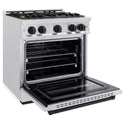 ZLINE Autograph Edition 30 in. 4.2 cu. ft. Classic Gas Range with 4 Burner Cooktop and Convection Gas Oven in Satin Stainless Steel and Matte Black Accents, Open Box-Good Condition