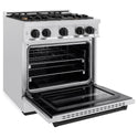ZLINE Autograph Edition 30 in. 4.2 cu. ft. Classic Gas Range with 4 Burner Cooktop and Convection Gas Oven in Satin Stainless Steel and Matte Black Accents, Open Box-Great Condition