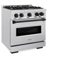 ZLINE Autograph Edition 30 in. 4.2 cu. ft. Classic Gas Range with 4 Burner Cooktop and Convection Gas Oven in Satin Stainless Steel and Matte Black Accents, Open Box-Great Condition