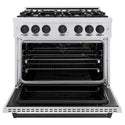 ZLINE Autograph Edition 36 in. 5.2 cu. ft. Classic Gas Range with 6 Burner Cooktop and Convection Gas Oven in Satin Stainless Steel and Matte Black Accents, Open Box-Good Condition