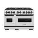 ZLINE Autograph Edition 48 in. 6.7 cu. ft. Classic Double Oven Gas Range with 8 Burner Cooktop in Satin Stainless Steel and Matte Black Accents (CGRSZ-48-MB)