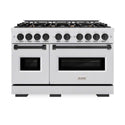 ZLINE Autograph Edition 48 in. 6.7 cu. ft. Classic Double Oven Gas Range with 8 Burner Cooktop in Satin Stainless Steel and Matte Black Accents, Open Box-Good Condition