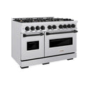 ZLINE Autograph Edition 48 in. 6.7 cu. ft. Classic Double Oven Gas Range with 8 Burner Cooktop in Satin Stainless Steel and Matte Black Accents, Open Box-Good Condition
